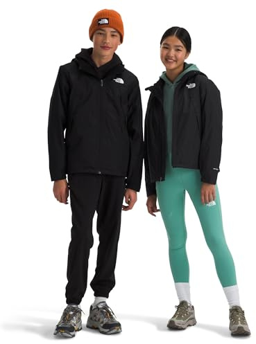 The North Face Teen Antora Triclimate Jacket - Waterproof Shell, Warm Inner Fleece Layer, Adjustable Hood with Drawcord, TNF Black, Medium