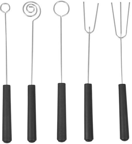 GOOHOCHY 5pezzi Forchette Cioccolato in Acciaio Inossidabile Forchetta Barbecue Multifunzionale Con Design Doppia Tripla e Rotonda Per Casa e Cucina