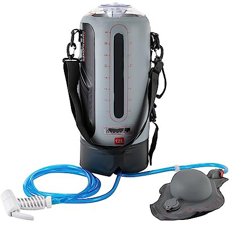 vinnyooc Campingdusche 3 Gallonen/12L Tragbare Drucklagerdusche Gartendusche Reisedusche Outdoor Wassersack Duschen Mit Pumpe
