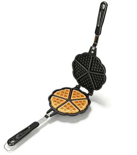 Waffle Maker Pan, 5.9in Non-Stick Stovetop Waffle Iron Camping Waffle Maker Pan Mini Waffle Maker Portable Aluminum Waffle Maker Pan