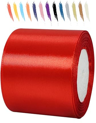 Rot 75mm Satinband 23 Meter, Polyesterband, verschönern Sie Ihre Bastelarbeiten und Feiern, ideal für Geschenkverpackungen, Dekorationen, Hochzeitsautoband, Bänder zum Basteln