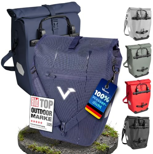 Valkental Gepäckträgertasche 28L, Abschließbar & PVC-frei | 28L Volumen, abschließbare Befestigung, PVC-frei, große Reflektoren, inkl. Tragegurt & Innenfächer