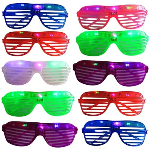 NICO Europe® LED Partybrillen 10er-Set, bunte Leuchtbrillen für Damen & Herren