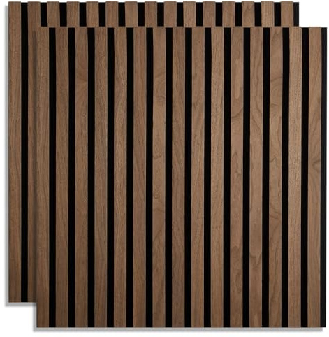 Homestyle4u 2x Akustikpaneele Holz 60x60 cm Dunkelbraun Wandverkleidung | Elegante Wandpaneele aus MDF-Holzlamellen auf Filz, Schallschutz zur Lärmreduzierung, Akustikplatten zur Wandgestaltung