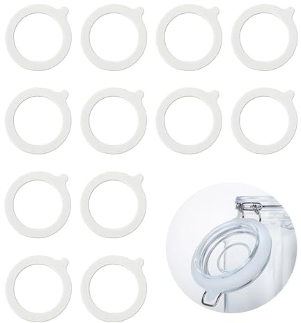 12 Pcs Silicone Jar Seals - Clear Reusable Airtight and Leakproof Jar Gaskets Replacement - Jar Rubber Seals Rings for Kilner Jars, Mason Jars, Storage Glass Sealed Canning Jars(94x68x2mm)