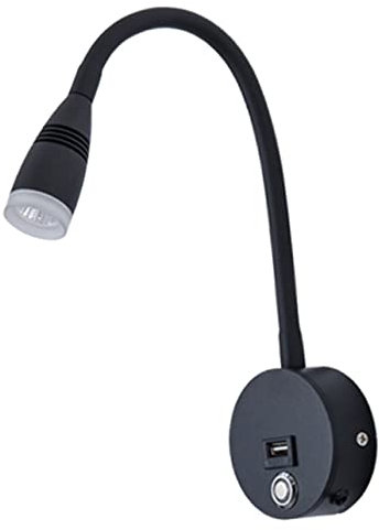 ORFOFE LED Wandleuchte mit Flexiblem Schwanenhals Dimmbare Leselampe fürs Bett Schwarz mit Touch Dimmer Wandlampe für Schlafzimmer und Wohnräume