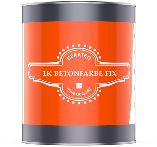 BEKATEQ Betonfarbe 1kg Weiss für aussen in seidenmatt - Bodenfarbe befahrbar, lösemittelfrei, rutschfest, UV-fest, schnell trocken - Markierungsfarbe für Beton, Asphalt, Pflaster BE-675
