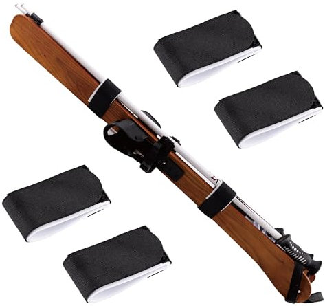 BerryKing EasySki Ski Binder 4 Stück Skigurtverschlüsse Verstellbar Gurt Klettverschluss Klett Kabelbinder für Skibretter, Skistöcke Wintersport Erwachsene & Kinder (Ski-Binder Set)