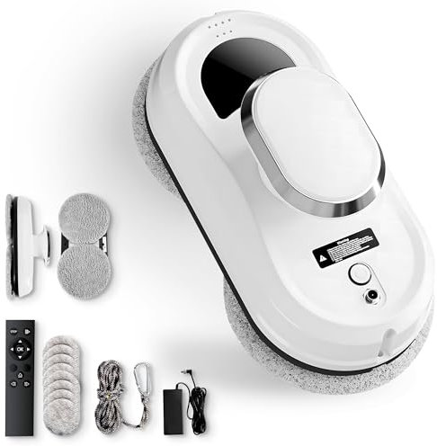 JUPPLIES Robot Lavavetri Elettrico 90W con Aspirazione 5600Pa – Lava Vetri Automatico per Finestre con 3 Modalità, Batteria di Emergenza, Telecomando e Sistema Anticaduta – Silenzioso, 4min/m²