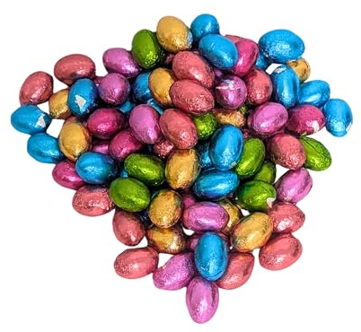 Easter Egg Hunt & Gifts For Schools & Parties - Bulk Solid Milk Chocolate Foiled Easter Eggs 500g - Approx 100 Mini Eggs