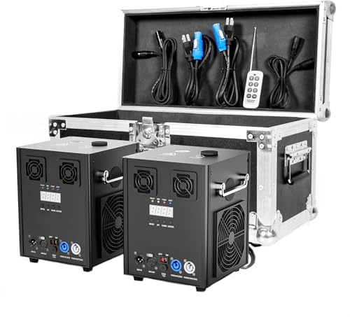 FODEXAZY Nuova Versione 1000W Macchine Pirotecniche, Telecomando Senza fili Macchina Scintilla Fredda per Matrimonio DJ Show Feste (2pcs con Flightcase)
