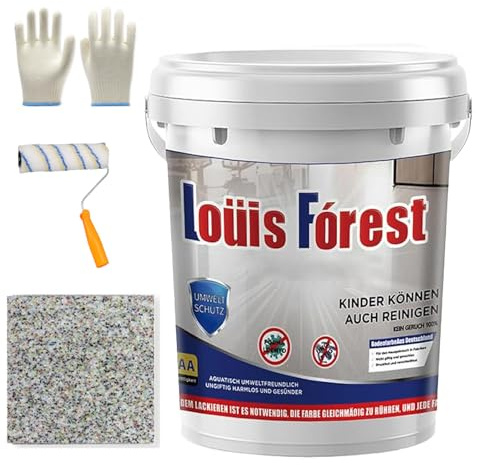 Louis Forest - Pintura epoxi para piso, pintura epoxi para pisos, color arena, efecto mármol de alto brillo, revestimiento impermeable y antideslizante a base de agua (multicolor, 1 kg)
