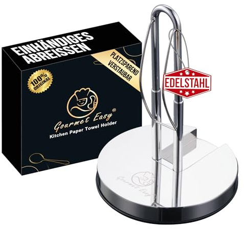 Küchenrollenhalter Stehend aus Edelstahl | Rutschfester Papierrollenhalter | für Verschiedene Rollengrößen | Halter Küchenrolle & Küchenpapier | faltbar & platzsparend | mit 5 Jahre Ersatzversprechen