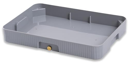 Rutschfeste Auffangwanne für Futter und Wasser, Ölauffangwanne, Ölwanne Auffangwanne mit 70cm-Schlauch zum Schutz Des Bodens(Gray)