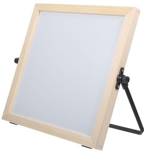 ifundom Lavagna Bianca Bifacciale 25X25 CM con Cornice in Legno Lavagna Cancellabile a Secco Magnetica Multifunzione per Scrivere e Disegnare Supporto Pieghevole 360° per Studenti e