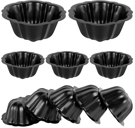 Moule à tartelettes en acier au carbone Moule à gâteau en acier au carbone, moule pâtisserie rond charnière de 12/24 cm, ustensile cuisine(10PCS 12CM)