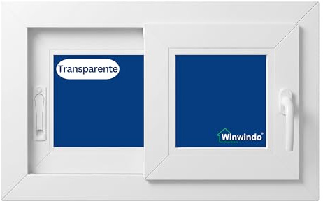 Winwindo - Ventana Corredera PVC Reforzada Blanca | Cristal Climalit | Entrega 24/48h (800x500 Transparente)