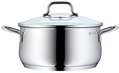 WMF Brilliant Kochtopf klein 16cm, Glasdeckel, Bratentopf Induktion 1,5l, Cromargan Edelstahl satiniert matt, unbeschichtet