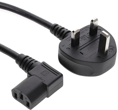 kenable Power Cord UK Plug to Right Angle IEC C13 Kettle Lead Cable for PC Monitor Printer Photocopier 1.8m Black