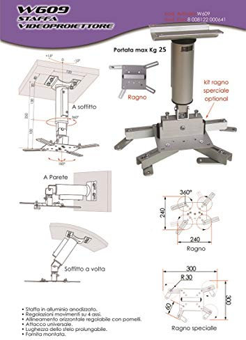 W609 Soporte para videoproyector de techo y de pared