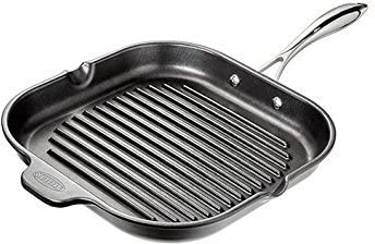 Stellar Speciality Grill Pan Ribbed Skillet 28cm x 28cm Griddle with Ridges, Ceramic Coating, Induction Ready, Dishwasher & Oven Safe