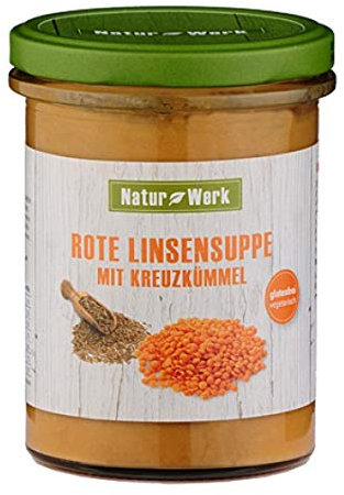 Rote Linsensuppe mit Kreuzkümmel,eine rein natürliche Gemüsesuppe von Natur Werk 6 Gläser mit a,380ml