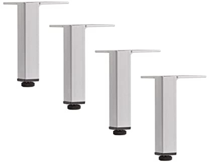 Schildmeyer Möbelfuß 4er-Set 133056, Metall, Silber, 13 cm, höhenverstellbar, 2,5 x 2,5 x 13 cm