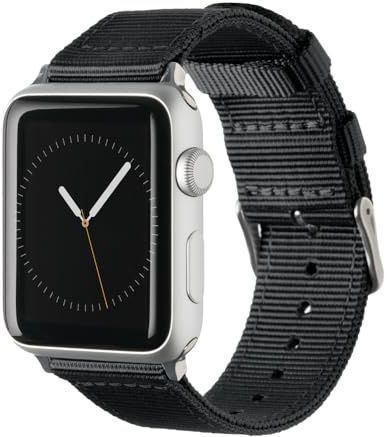 Archer Watch Straps - Premium Nylon Straps for Apple Watch (Black, Stainless, 40/41/42mm)