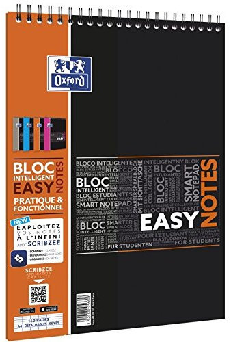 Oxford Set mit 4 SpiralblocksEasyNotes, A4+, vernetzt, 160 Seiten, große Karos
