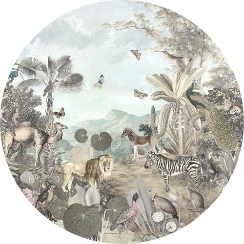 Komar DOT runde und selbstklebende Vlies Fototapete Utopia - Ø Durchmesser 125 cm - 1 Stück - Dschungel, Tapete, Dekoration, Wandtapete, Wandbild, Wandbelag, Designtapete - D1-028