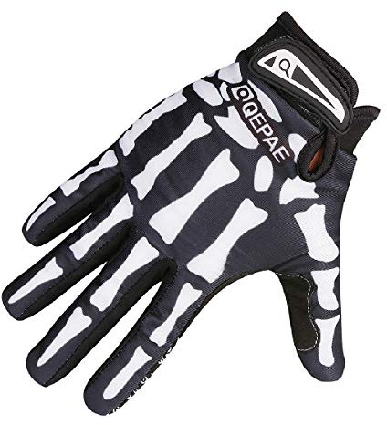Azarxis Full Finger Cycling Gloves, Anti Slip Mountain Bike Glove with Breathable Shock-Absorbing Pad Skeleton Design for Men Women for ATV BMX MTB Riding Motorcycling (Black, XL)