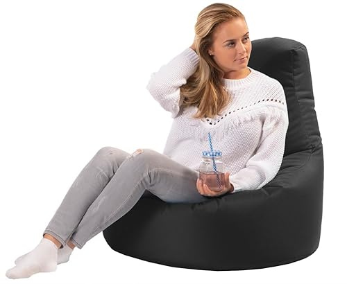 sunnypillow Gaming Sitzsack XXL mit Styropor Füllung Outdoor & Indoor für Kinder & Erwachsene Sitzsäcke Sitzkissen Bodenkissen viele Farben zur Auswahl Schwarz