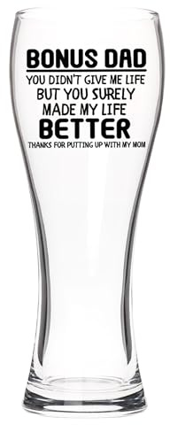 Onebttl Dad Beer Glass - 450 ml Pint Glass for Birthday, Father's Day, Christmas from Daughter, Son - Beer Mug Gift - Thanks for Putting up with My Mom