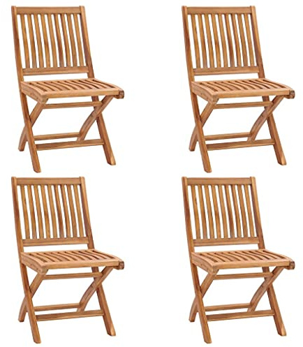 vidaXL Hopfällbara trädgårdsstolar 4 st massiv teak
