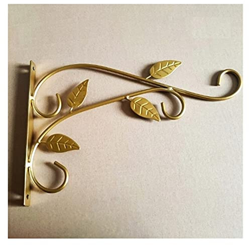 LIANYG Blumenampel Halterung 2 stücke schmiedeeisen Pflanze Halter Wand hängen Blume Topf Halterung Haken Dekoration für Garten Indoor Outdoor dekor blumenampel Haken 335 (Color : Gold)