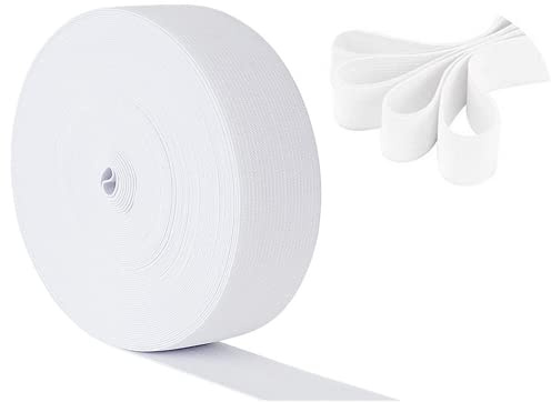 Anlising Bande Élastique Blanche, 20 MM de Large x 40 Mètres Longue Bande Elastique Couture, Bandes Élastique Large Plate, Tissu Élastique à Coudre, pour La Couture et Les Travaux Manuels Ménagers