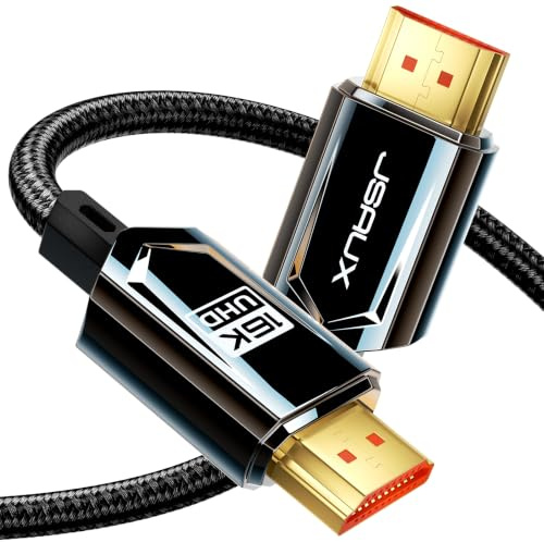 JSAUX 10K 8K Câble HDMI 3 Mètres, Câble HDMI 2.1 Ultra High Speed 48 Gbps | (10K@60Hz 8K@120Hz 4K@240Hz)HDMI 5M, HDR10, eARC, HDCP 2.2/2.3, Compatible avec PS5, Xbox, Smart TV, Moniteur, PC, Projecteur