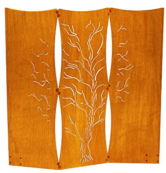 Home Deluxe - Sichtschutz Treeflow - 120 x 41,5 cm - wetterbeschändig, edle Rostoptik I Rostschild, Gartenstecker, Roststecker