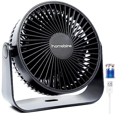 homebine Desk Fan 2000 mAh Battery Fan Rechargeable Mini Fan 4 Adjustable Speed Wireless Fan USB with Strong Airflow Table Fan 360° Rotatable Head Personal Fan for Home and Office