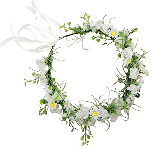 Hochzeit Haarkranz Krone Blumenstirnband Blumenkrone Haarschmuck Haarkranz Blumenkranz Haarschmuck Boho Blumen Haarkranz Mädchen Blumenkranz Mit Verstellbarem Band, Für Strand Party ,Hochzeitsfeier