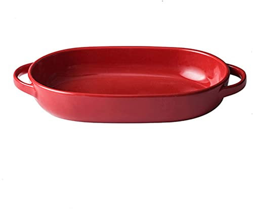 LUCBEI Lasagnera Teglia Rossa, Teglia for Lasagne con Manici, Teglia Rettangolare in Ceramica for Cena E Banchetto Teglie da Forno