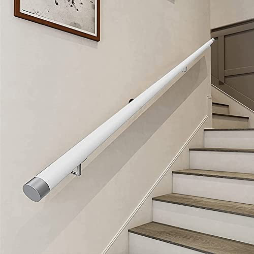 NETFEN Pasamanos for Escaleras Blanco, Interior Exterior Niños Mayores Loft Seguridad Barandilla De Madera Barandilla, Pasamanos con Accesorios Tapas De Extremo Antideslizante, Kit Completo 1m/2m/