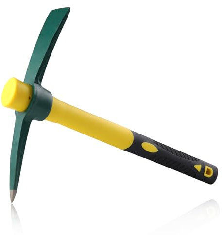 LEONTOOL 15 Inches Garden Pick Mattock Hoe Heavy Duty Gardening Pick Axe Hand Tool with Shock Absorption No-Slip Handle, Adze Hoe for Digging Weeding Prospecting Camping
