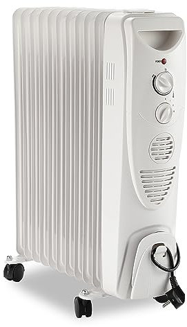 Sonnewelt Radiatore ad olio da 2000 W, radiatore elettrico, a risparmio energetico, con 11 nervature, 3 livelli di riscaldamento, protezione dal surriscaldamento, funzione di spegnimento di sicurezza,