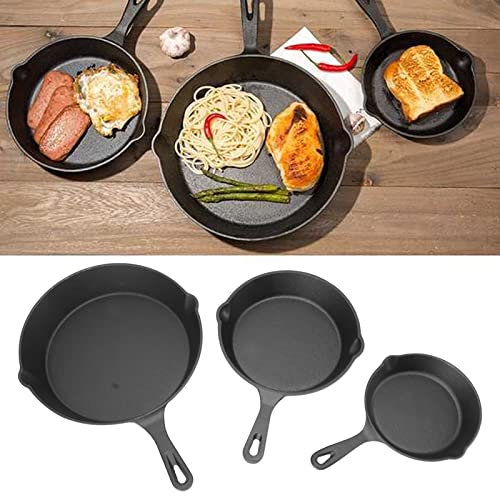 Juego de Sartenes Antiadherentes de Cocina de 3 Piezas Sartén para Tortilla de Hierro Fundido con Asas Ergonómicas Utensilios de Cocina de 6,3/7,9/9,9 Pulgadas para Estufas