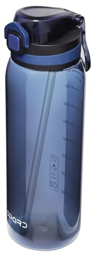 Opard 700 ml/1000 ml Water Bottle with Straw Cap, Dishwasher Safe, BPA-Free, Leak Proof Flip Top Bottle