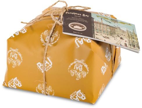 BAJ MILANO 1768 - Panettone Pere e Cioccolato - 1 kg - con libretto storico sul recupero del marchio Baj e la storia della Confetteria Baj di piazza del Duomo Milano