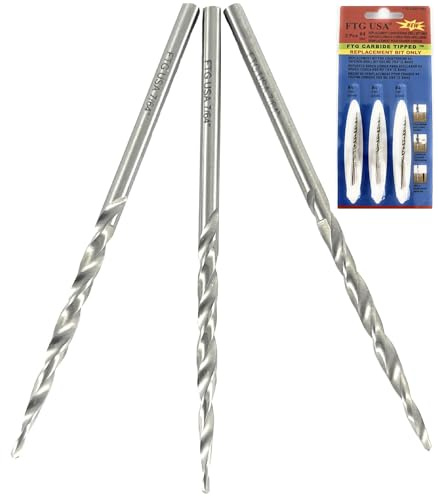 FTG USA Juego de 3 brocas cónicas #4 (7/64 pulgadas) de repuesto para brocas avellanadas con punta de carburo FTG con punta cónica HSS M2, vástago recto para carpintería