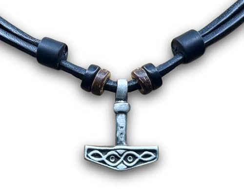 HANA LIMA Lederkette Halskette Herrenkette Damenkette Lederhalskette Surferkette Thor Hammer Thorshammer Mjölnir