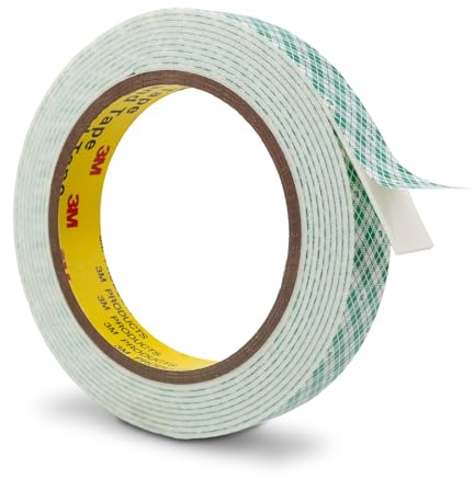 3M Doppelseitiges Schaumstoff Klebeband 19mm x 300cm 1 Rollen Weiß | Doppelt beschichtetes Urethan-Polyurethan-Band, für Kleben, Anbringen, Montieren, Innenbeschilderung Namensschildern